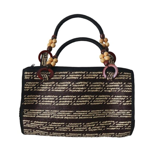 Vintage Handmade Colombian Woven Purse Arrow Cane Straw Top Handle Clutch Handba - Picture 7 of 8